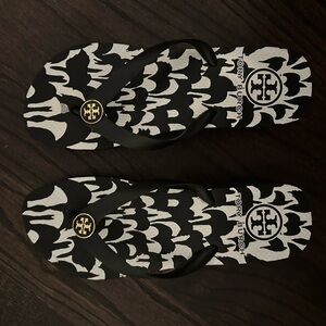Tory Burch Black and White Platform Flip Flops
